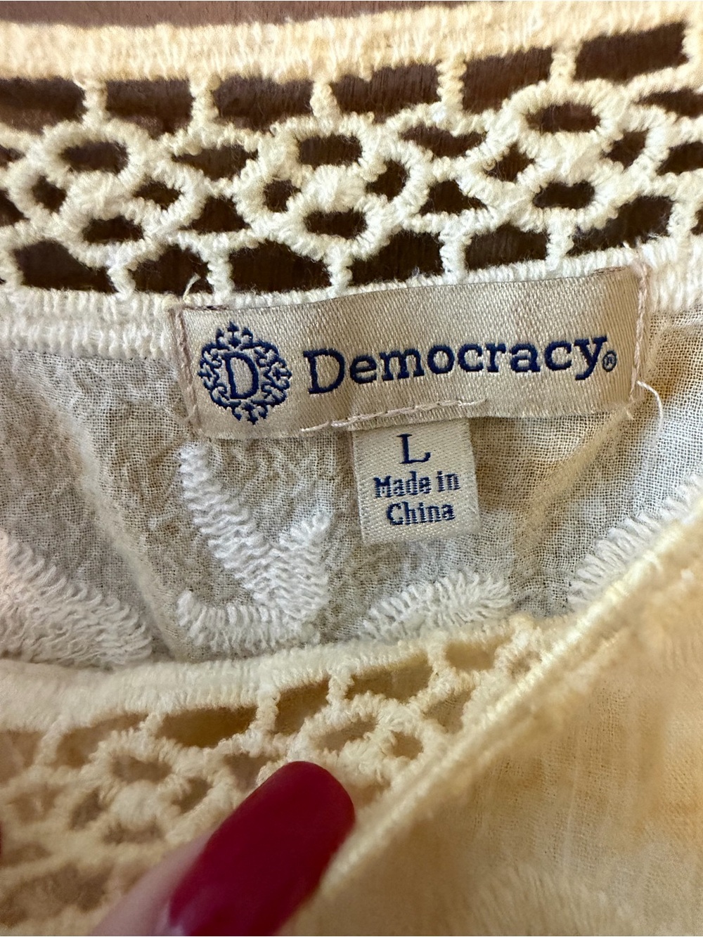 Democracy Boho Cottagecore Lace Trim Top - Soft Lemon Yellow - Picture 7 of 10